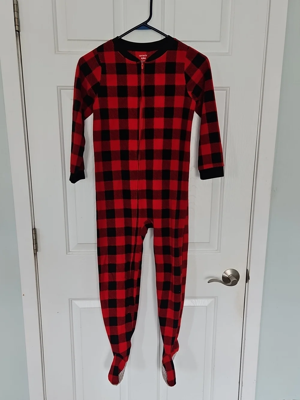 Carter's Red and Black Buffalo Plaid Footed One-Piece